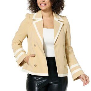 Kathy Ireland Fashion 360 Royal Diana Faux Ever Leather Trim Peacoat Size 1X NEW
